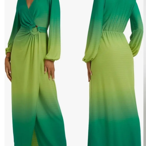 NWT Ombre Faux wrap Long Sleeve Dress - Picture 1 of 8